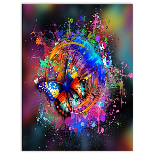 Designart - Butterfly over Abstract Background